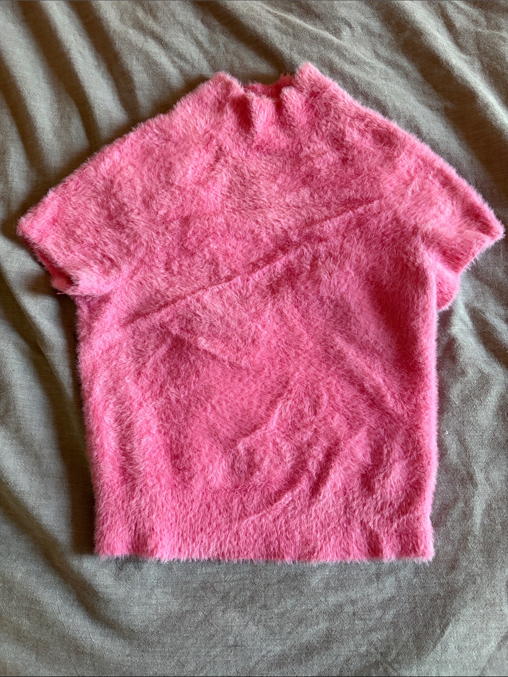 Anthropologie Pink Fuzzy Short-Sleeve Turtleneck Sweater